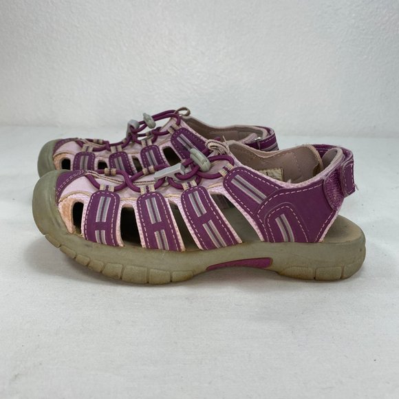 Khombu Sandy Closed Toe Water Sandals Purple/Gray Girls Size 1 Hook & Loop Strap - Picture 2 of 9
